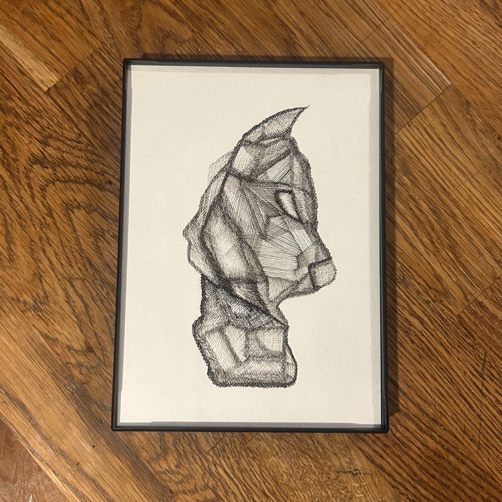 Original Abstract Black and White Framed Art